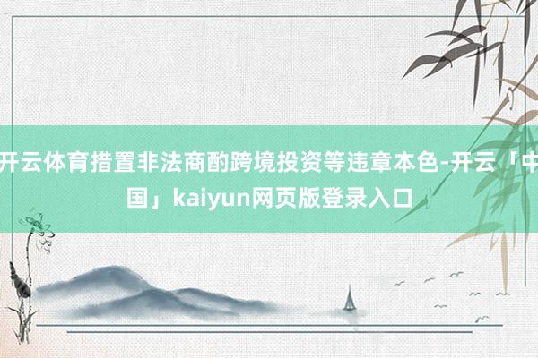 开云体育措置非法商酌跨境投资等违章本色-开云「中国」kaiyun网页版登录入口