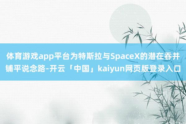 体育游戏app平台为特斯拉与SpaceX的潜在吞并铺平说念路-开云「中国」kaiyun网页版登录入口