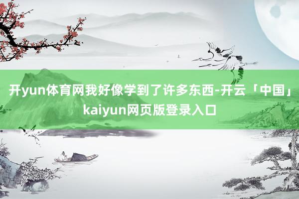 开yun体育网我好像学到了许多东西-开云「中国」kaiyun网页版登录入口
