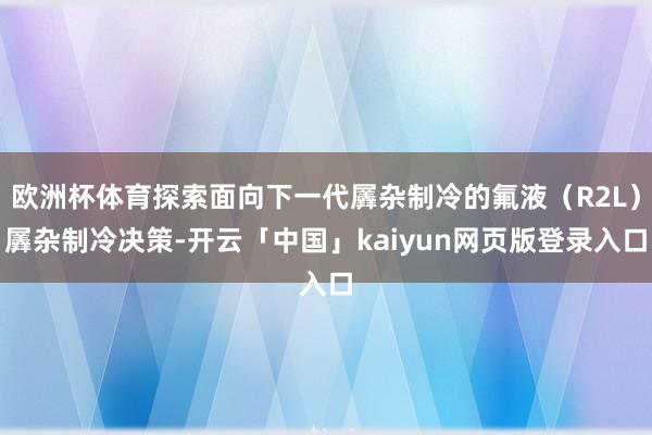欧洲杯体育探索面向下一代羼杂制冷的氟液（R2L）羼杂制冷决策-开云「中国」kaiyun网页版登录入口