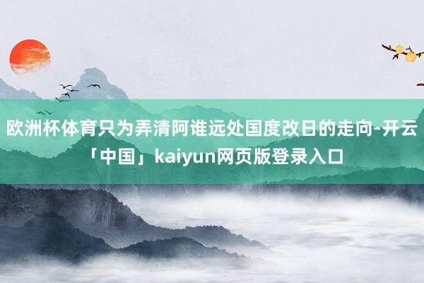 欧洲杯体育只为弄清阿谁远处国度改日的走向-开云「中国」kaiyun网页版登录入口